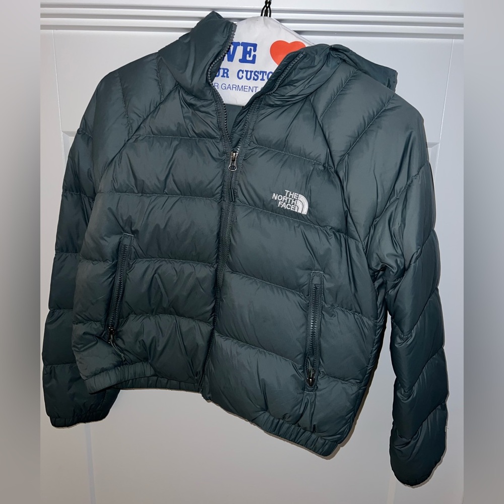 The north face sage/teal puffer jacket